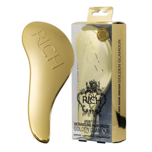 RICH Pure Luxury Satin Touch Detangling Brush Golden Metallic KAMMID JA HARJAD